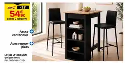 Castorama Lot de 2 tabourets de bar noirs offre