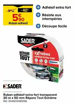Castorama Sader ruban adhésif transparent répare tout extrême offre