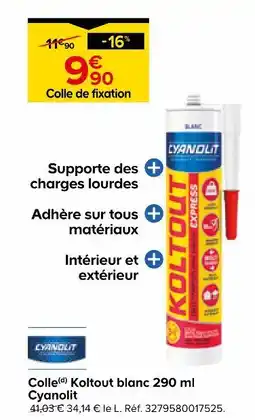 Castorama Cyanolit colle koltout blanc 290 ml offre
