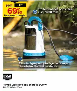 Castorama Mac allister pompe vide cave eau chargée 900 w offre