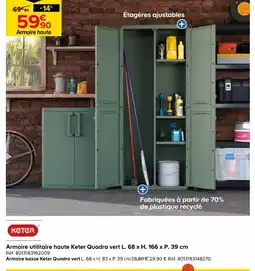 Castorama Keter armoire utilitaire haute quadra vert offre