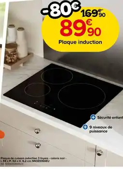 Castorama Plaque de cuisson induction 3 foyers - coloris noir offre