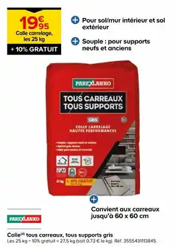 Castorama Parexlento colle tous carreaux, tous supports gris offre