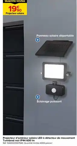 Castorama Tunneloir projecteur d’extérieur solaire led à détecteur de mouvement ip44 600 lm offre