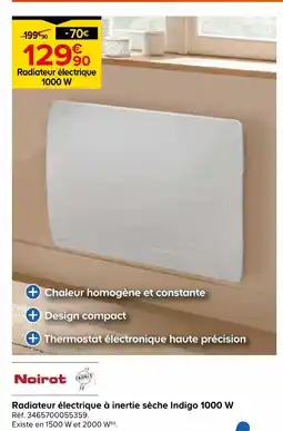 Castorama Noirot radiateur électrique à inertie sèche indigo 1000 w offre