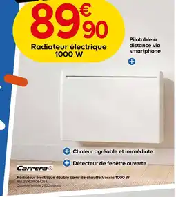 Castorama Carrera radiateur électrique double coeur de chauffe vossia 1000 w offre