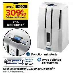 Castorama Delonghi déshumidificateur dd233p 30 l/j 60 m² offre