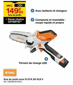Castorama Stihl scie de jardin sans fil gta 26 10,8 v offre