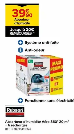 Castorama Rubson absorbeur d'humidité aéro 360° 20 m² + 6 recharges offre