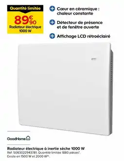 Castorama Goodhome radiateur électrique à inertie sèche 1000 w offre