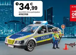JouéClub Playmobil 71729 voiture police avec sirène et gyrophare offre