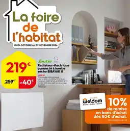 Weldom Sauter radiateur électrique connecté à inertie sèche sibayak ii offre