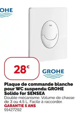 Weldom Grohe plaque de commande blanche pour wc suspendu solido for sensea offre