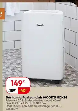 Weldom Wood's déshumidificateur d'air mdx14 offre