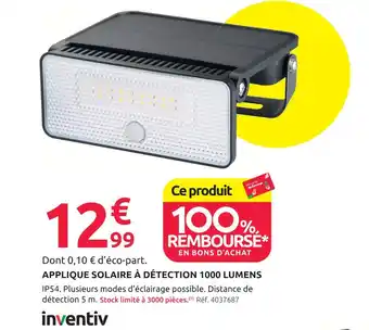 Inventiv applique solaire à détection 1000 lumens