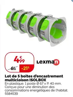 Weldom Lexman lot de 5 boîtes d’encastrement multicloison isolbox offre