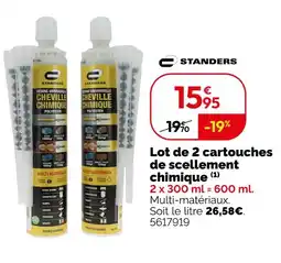 Weldom Standers lot de 2 cartouches de scellement chimique offre