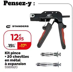 Weldom Standers kit pince + 20 chevilles en métal à expansion offre