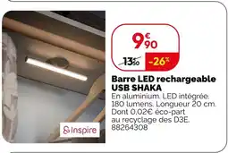 Weldom Inspire barre led rechargeable usb shaka offre
