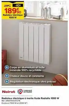 Castorama Noirot - radiateur électrique à inertie fluide radiaflo 1000 w offre