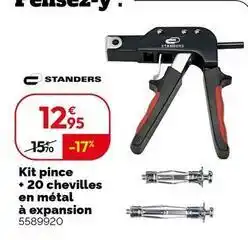 Weldom Standers - kit pince + 20 cheville en metal a expansion offre