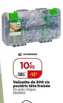 Weldom Standers - valisette de 500 vis pozidriv tete fraise offre
