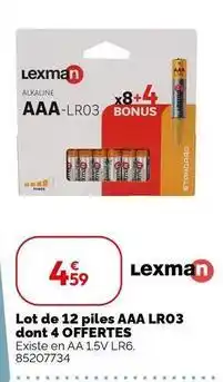 Weldom Lexman - lot de 12 piles aaa lro3 dont 4 offertes offre