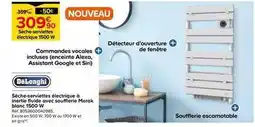 Castorama Delonghi - sèche-serviettes électrique à inertie fluide avec soufflerie pierot merak blanc 1500 w offre