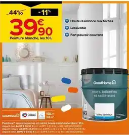 Castorama Goodhome - peinture murs boiseries et metal haute resistance blanc 10l offre