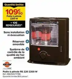 Castorama Kerosun - poêle à pétrole rs 220 2200 w offre