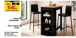 Castorama Lot de 2 tabourets de bar noirs offre