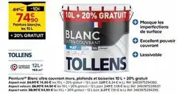 Castorama Tollens - peinture blanc ultra couvrant murs, plafonds et boiseries 10 l offre