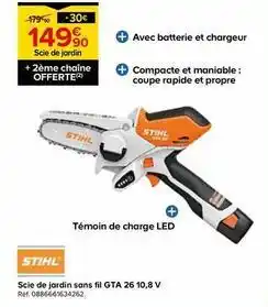 Castorama Stihl - scie de jardin sans fil gta 26 10.8 v offre