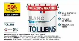 Castorama Tollens - peinture murs et plafonds blanc 10 l offre