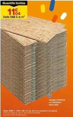 Castorama Dalle osb 3 - 244 x 59 cm ep. 22 mm (vendue à la pièce offre