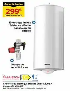 Castorama Ariston - chauffe-eau electrique stéatite stilos + groupe de sécurité offre