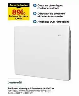 Castorama Goodhome - radiateur électrique d inertie sèche 1000 w offre