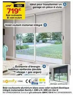 Castorama Somfy - baie coulissante aluminium blanc avec volet roulant électrique intégré motorisation offre