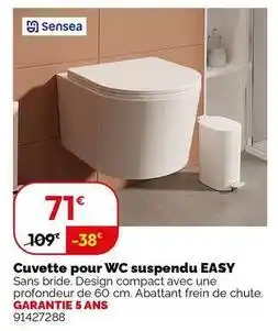 Weldom Sensea - cuvette pour wc suspendu easy offre