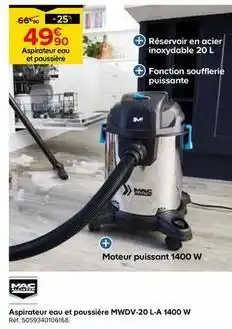Castorama Mac allister - aspirateur eau et poussière mwdv-20 l-a 1400 w offre