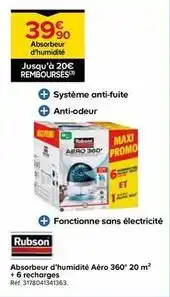 Castorama Rubson - absorbeur d'humidité aero 360° 20m² + 6 recharges offre