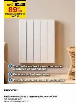 Castorama Carrera - radiateur électrique à inertie séche juno 1000 w offre
