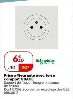 Weldom Schneider - prise affleurante avec terre complet odace offre