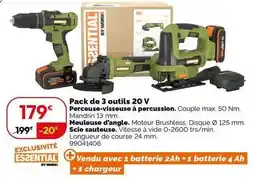 Weldom Dexter - pack de 3 outils 20 v perceuse-visseuse a percussion offre
