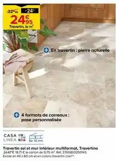 Castorama Casa linea - travertin sol et mur intérieur multiformat, travertino offre