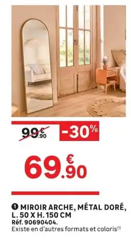 Leroy Merlin MIROIR ARCHE, MÉTAL DORÉ offre
