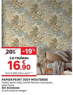 Leroy Merlin JODY PAPIER PEINT MOUTARDE offre