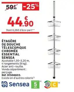 Leroy Merlin Sensea ÉTAGÈRE DE DOUCHE TÉLESCOPIQUE CHROMÉE offre
