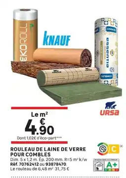 Leroy Merlin KNAUF ROULEAU DE LAINE DE VERRE POUR COMBLES offre