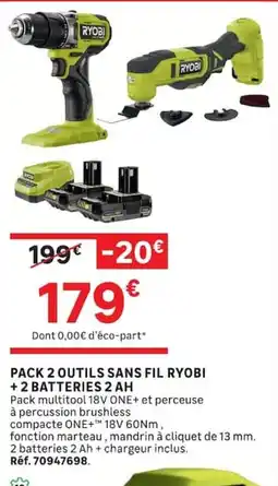Leroy Merlin RYOBI PACK 2 OUTILS SANS FIL offre